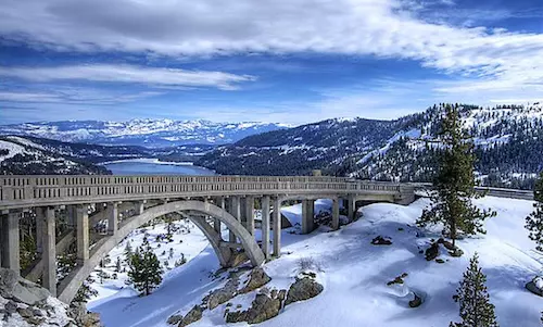 Donner Pass | Rainbow Bridge on historic Highway 40 near Donner Lake – www.snowbrains.com